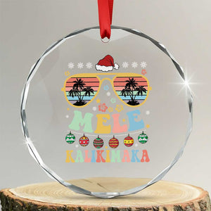 Santa Claus Sunglasses Beach Xmas In Hawaii Family Vacation Crystal Glass Ornament Mele Kalikimaka TS10 Transparent Glass 3'' Circle Print Your Wear