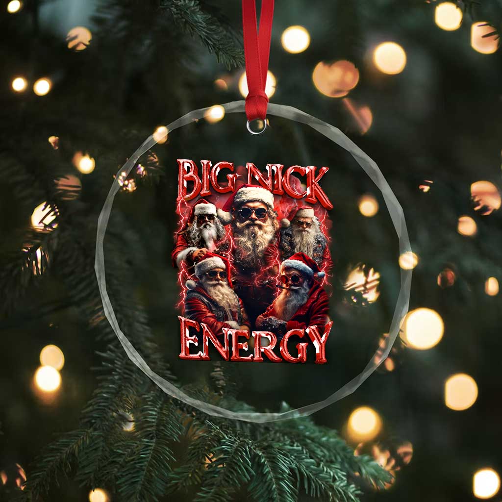 Santa Crystal Glass Ornament Big Nick Energy Bootleg Rap Tee TS10 Print Your Wear