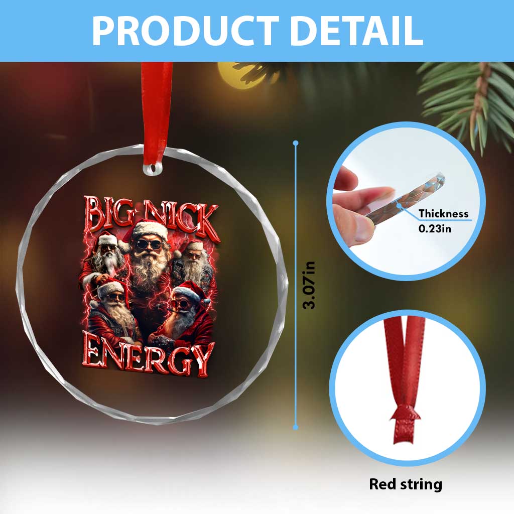 Santa Crystal Glass Ornament Big Nick Energy Bootleg Rap Tee TS10 Print Your Wear
