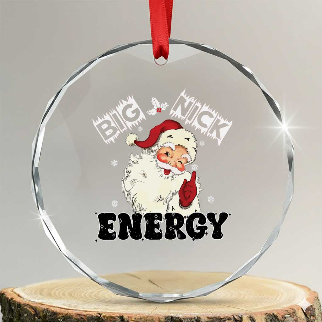 Santa Crystal Glass Ornament Big Nick Energy Vintage Holiday TS10 Transparent Glass 3'' Circle Print Your Wear