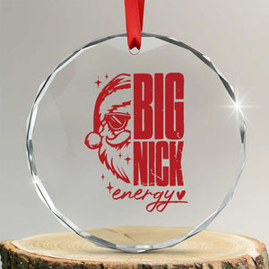 Santa Crystal Glass Ornament Fun Retro Big Nick Energy TS10 Transparent Glass 3'' Circle Print Your Wear
