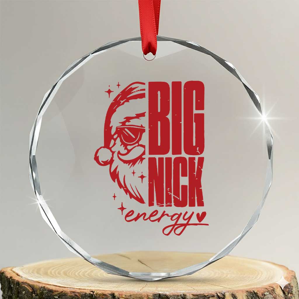Santa Crystal Glass Ornament Fun Retro Big Nick Energy TS10 Transparent Glass 3'' Circle Print Your Wear