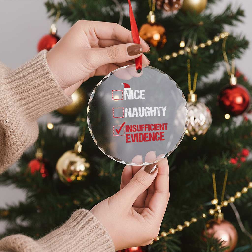 Santa Crystal Glass Ornament Nice Naughty Insufficient Evidence Xmas List TS10 Print Your Wear