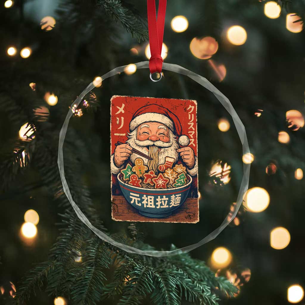 Santa Eating Ramen Noodles Japanese Christmas Crystal Glass Ornament TS11 Print Your Wear