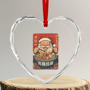 Santa Eating Ramen Noodles Japanese Christmas Heart Crystal Glass Ornament TS11 Transparent Glass 3'' Heart Print Your Wear