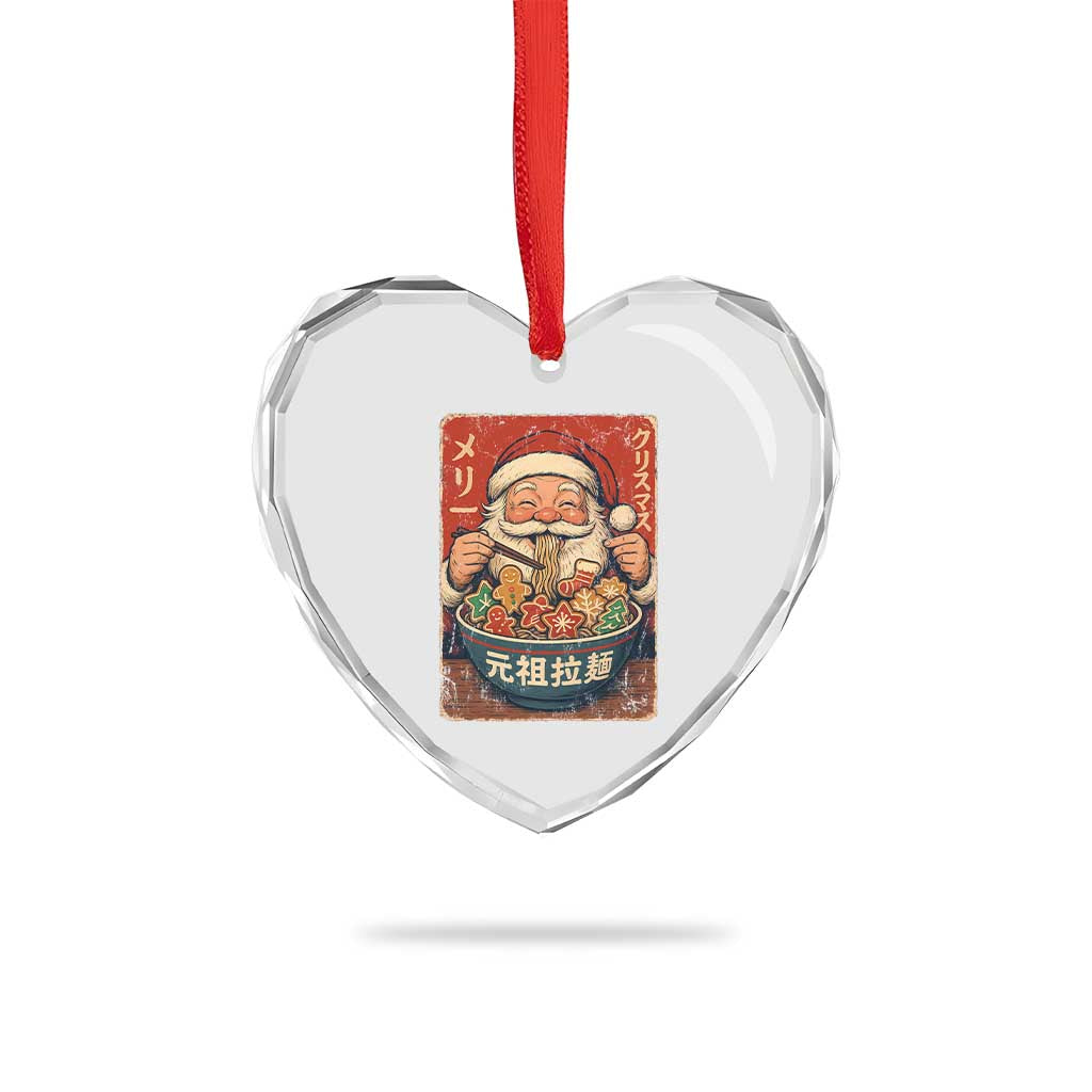 Santa Eating Ramen Noodles Japanese Christmas Heart Crystal Glass Ornament TS11 Print Your Wear