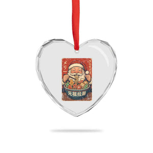 Santa Eating Ramen Noodles Japanese Christmas Heart Crystal Glass Ornament TS11 Print Your Wear