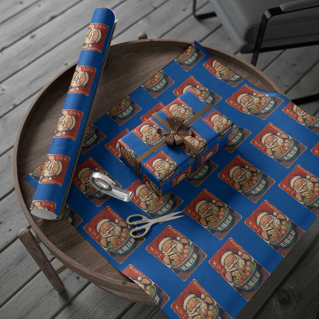 Santa Eating Ramen Noodles Japanese Christmas Wrapping Paper Roll TS11 Blue Print Your Wear