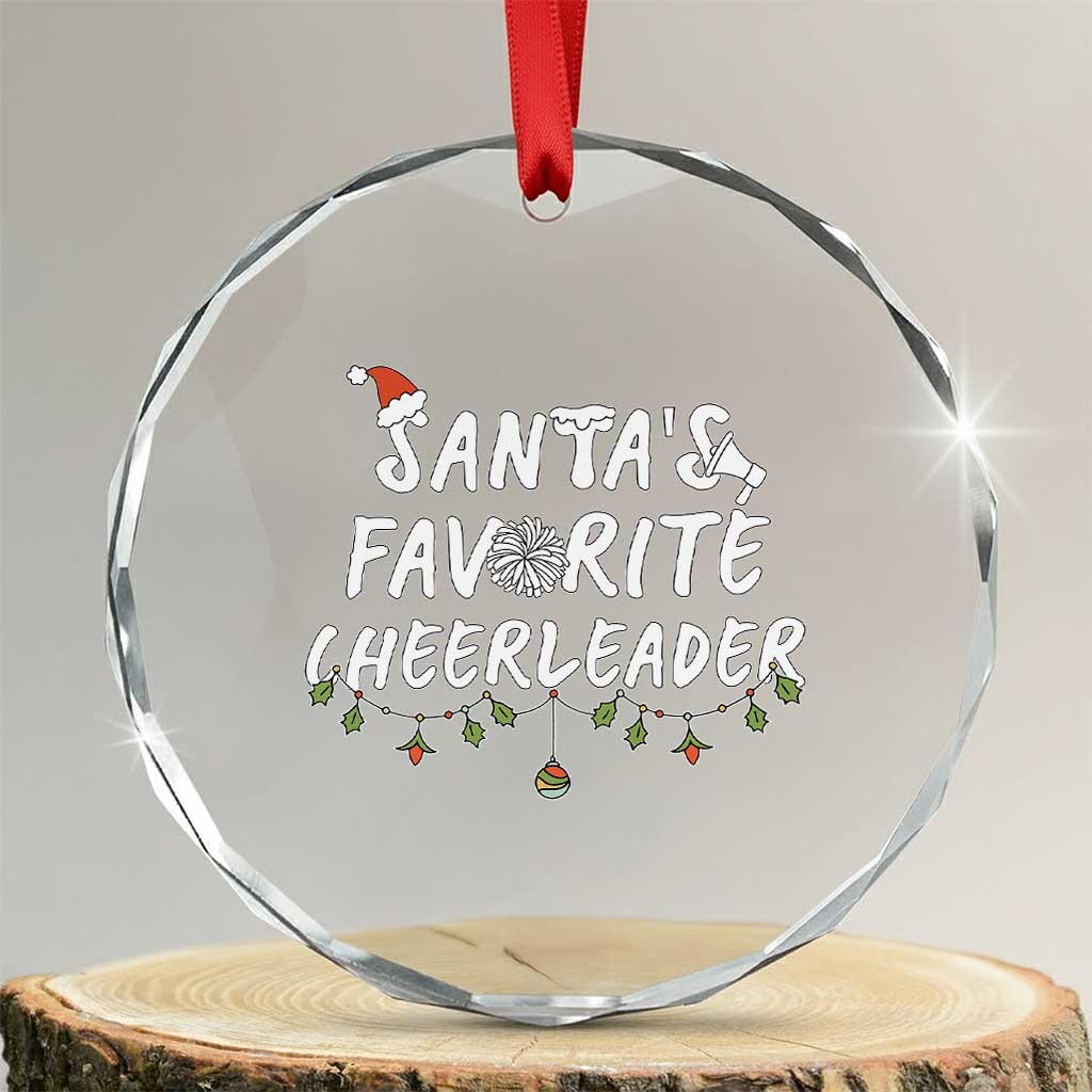 Santa Favorite Cheerleader Crystal Glass Ornament Christmas Cheerleading Gift TS12 Transparent Glass 3'' Circle Print Your Wear
