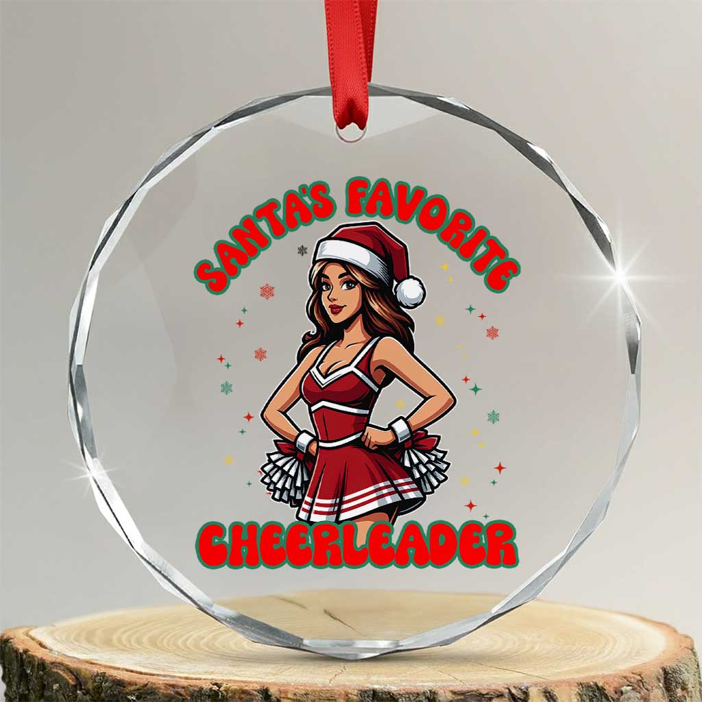 Santa Favorite Cheerleader Crystal Glass Ornament Funny Christmas Cheer Gift TS12 Transparent Glass 3'' Circle Print Your Wear