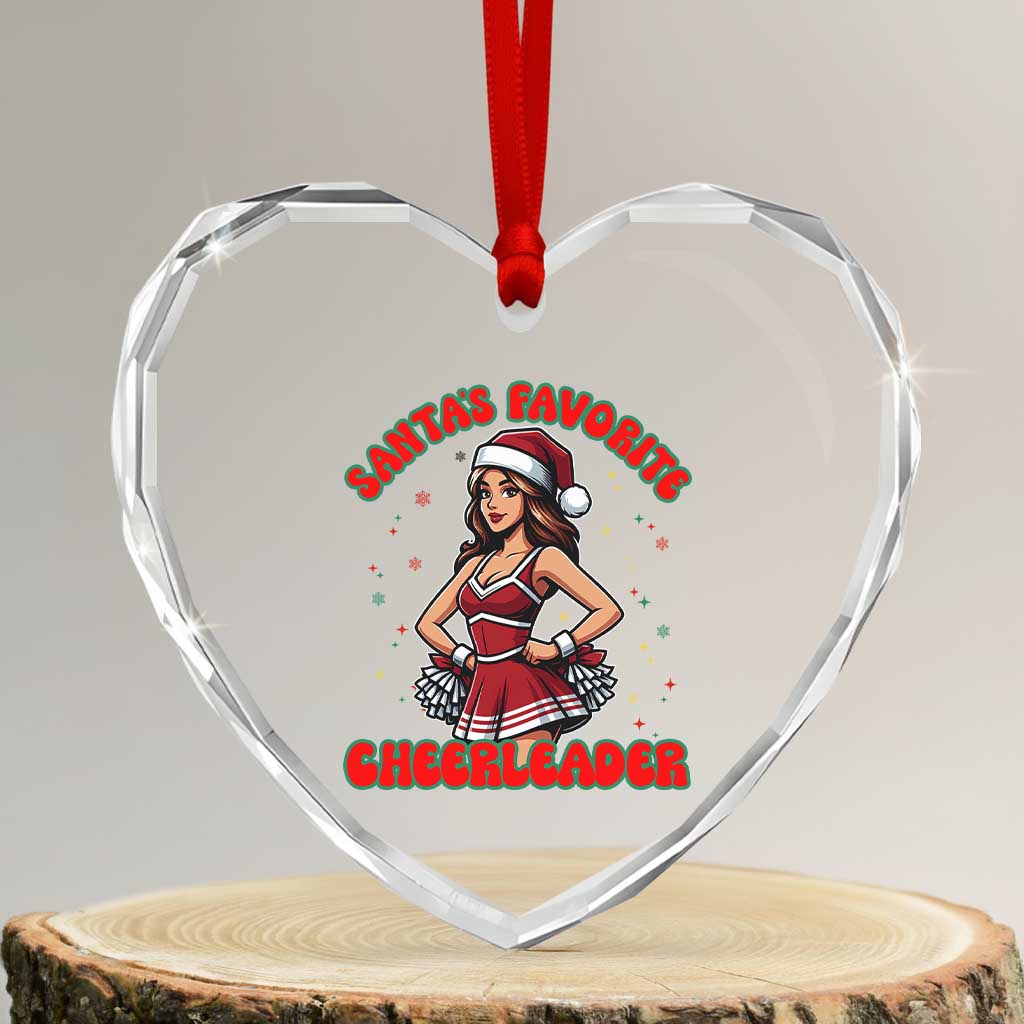 Santa Favorite Cheerleader Heart Crystal Glass Ornament Funny Christmas Cheer Gift TS12 Transparent Glass 3'' Heart Print Your Wear