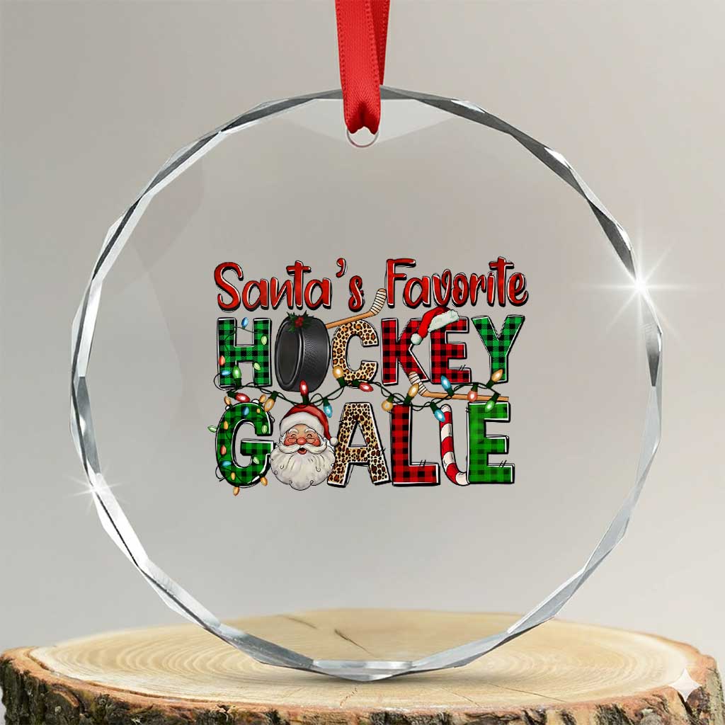 Santa Favorite Hockey Goalie Crystal Glass Ornament Funny Christmas Gift TS12 Transparent Glass 3'' Circle Print Your Wear