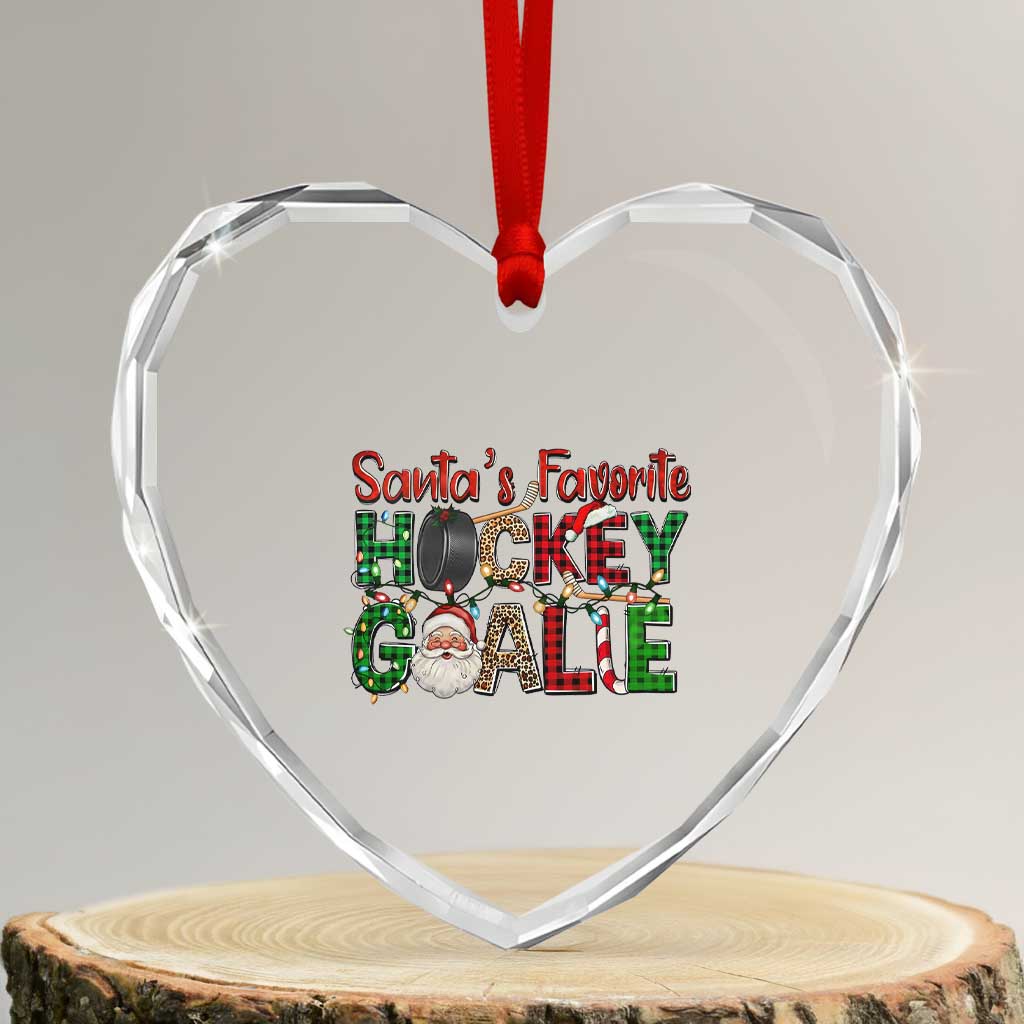Santa Favorite Hockey Goalie Heart Crystal Glass Ornament Funny Christmas Gift TS12 Transparent Glass 3'' Heart Print Your Wear