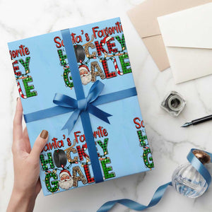 Santa Favorite Hockey Goalie Wrapping Paper Roll Funny Christmas Gift TS12 Light Blue Print Your Wear
