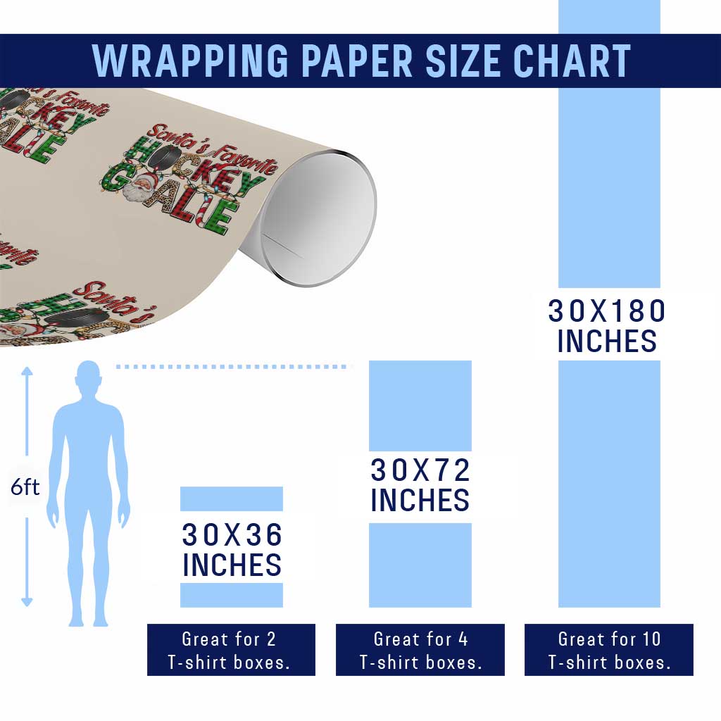 Santa Favorite Hockey Goalie Wrapping Paper Roll Funny Christmas Gift TS12 Print Your Wear