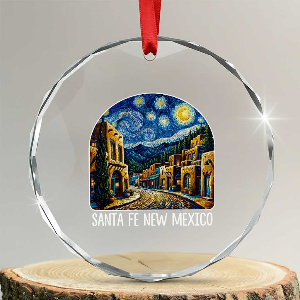 Santa Fe New Mexico Starry Night Style Crystal Glass Ornament TS14 Transparent Glass 3'' Circle Print Your Wear