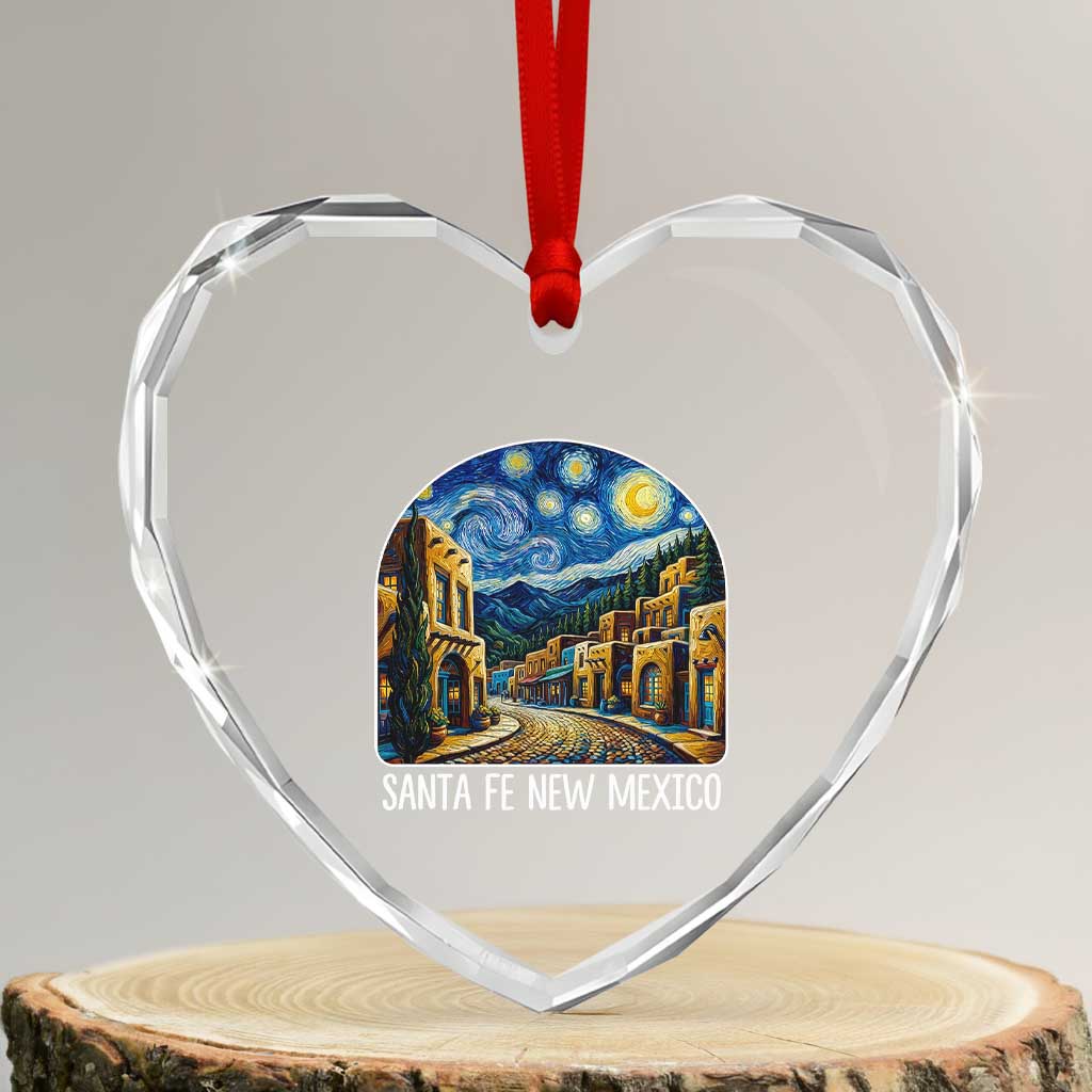 Santa Fe New Mexico Starry Night Style Heart Crystal Glass Ornament TS14 Transparent Glass 3'' Heart Print Your Wear