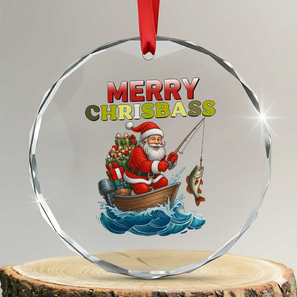 Santa Fishing Christmas Crystal Glass Ornament Funny Fisherman Merry Chrisbass Xmas TS14 Transparent Glass 3'' Circle Print Your Wear