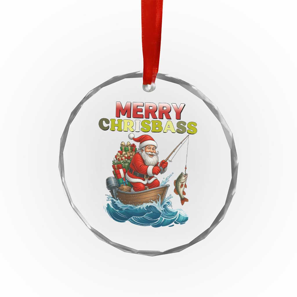 Santa Fishing Christmas Crystal Glass Ornament Funny Fisherman Merry Chrisbass Xmas TS14 Print Your Wear