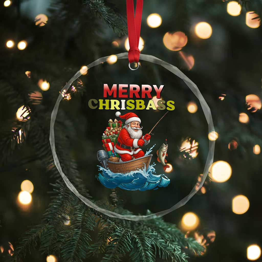 Santa Fishing Christmas Crystal Glass Ornament Funny Fisherman Merry Chrisbass Xmas TS14 Print Your Wear