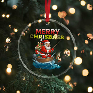 Santa Fishing Christmas Crystal Glass Ornament Funny Fisherman Merry Chrisbass Xmas TS14 Print Your Wear