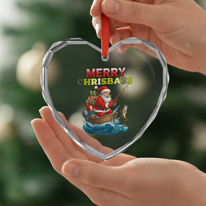 Santa Fishing Christmas Heart Crystal Glass Ornament Funny Fisherman Merry Chrisbass Xmas TS14 Print Your Wear
