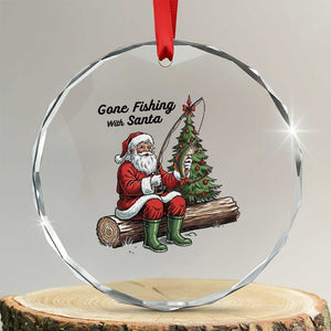 Santa Fishing Chritsmas Crystal Glass Ornament Funny Fisherman Xmas TS14 Transparent Glass 3'' Circle Print Your Wear