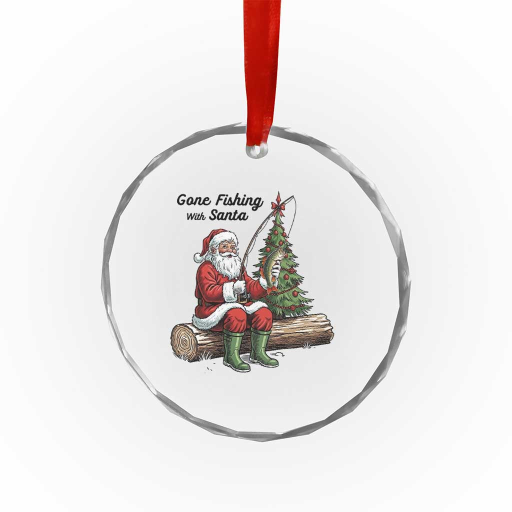 Santa Fishing Chritsmas Crystal Glass Ornament Funny Fisherman Xmas TS14 Print Your Wear