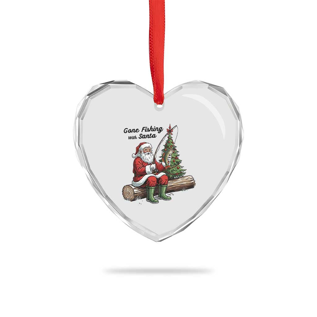 Santa Fishing Chritsmas Heart Crystal Glass Ornament Funny Fisherman Xmas TS14 Print Your Wear