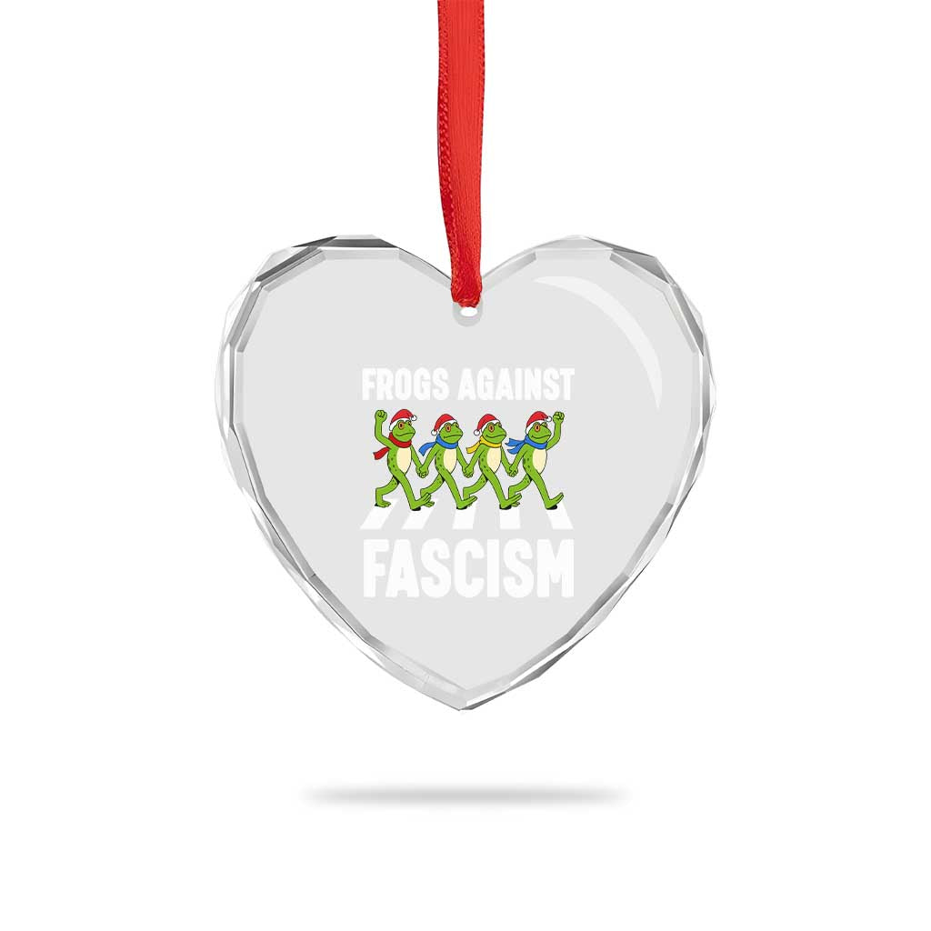 Santa Frog Against Fascism Heart Crystal Glass Ornament Christmas Holiday Frogs Band Resistance Protest TS02 Print Your Wear