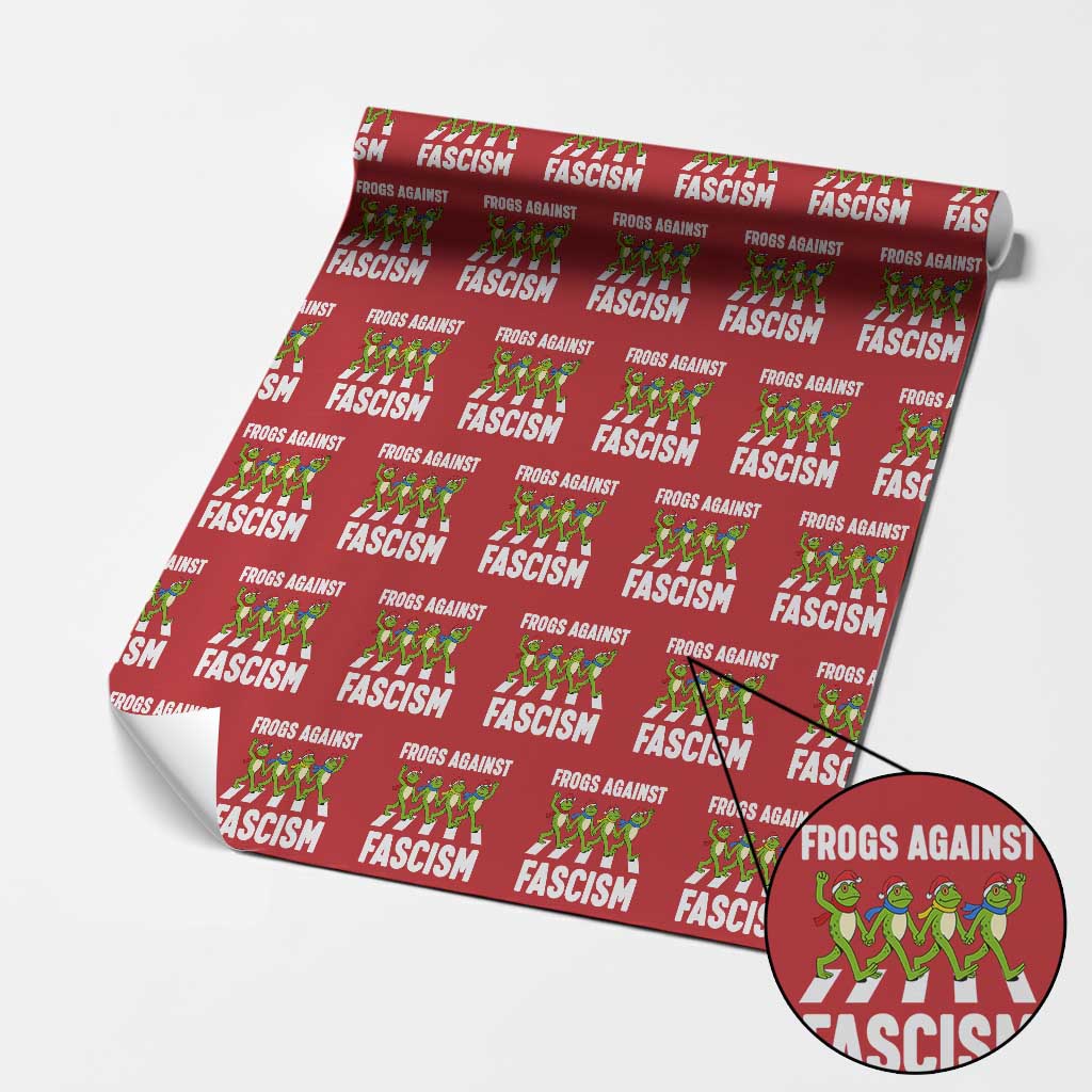 Santa Frog Against Fascism Wrapping Paper Roll Xmas Holiday Frogs Band Resistance Protest TS02 Red Print Your Wear