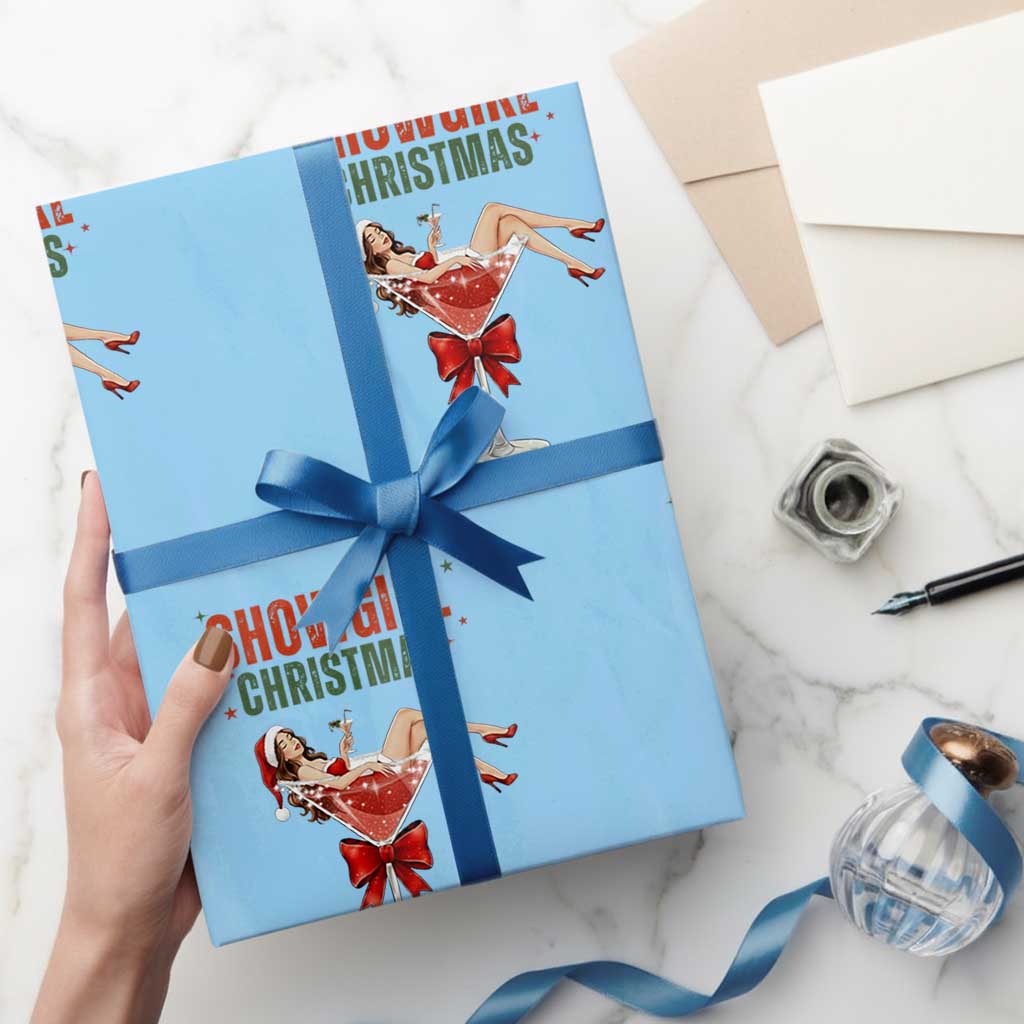 Santa Girls Christmas Wrapping Paper Roll TS14 Light Blue Print Your Wear