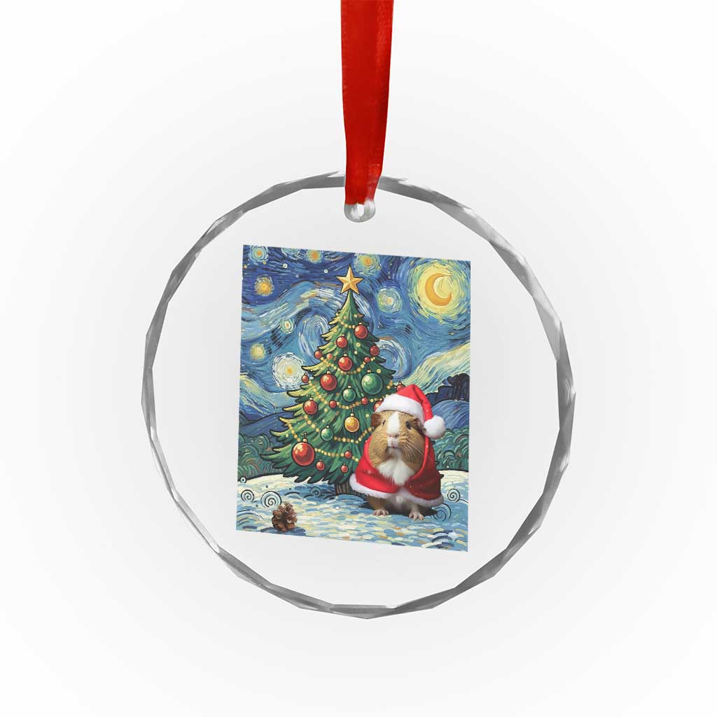 Santa Guinea Pig Starry Night Inspired Crystal Glass Ornament Funny Christmas Gift TS12 Print Your Wear