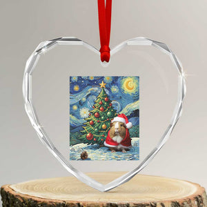 Santa Guinea Pig Starry Night Inspired Heart Crystal Glass Ornament Funny Christmas Gift TS12 Transparent Glass 3'' Heart Print Your Wear