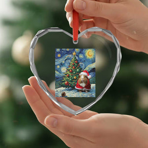 Santa Guinea Pig Starry Night Inspired Heart Crystal Glass Ornament Funny Christmas Gift TS12 Print Your Wear