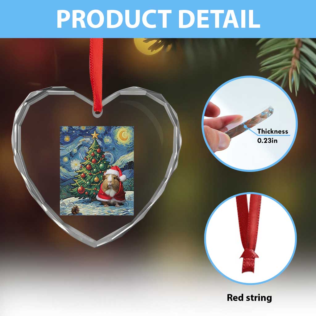 Santa Guinea Pig Starry Night Inspired Heart Crystal Glass Ornament Funny Christmas Gift TS12 Print Your Wear