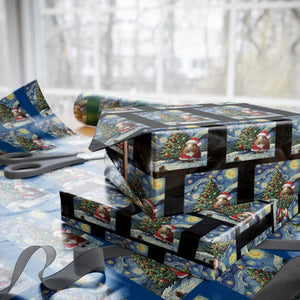 Santa Guinea Pig Starry Night Inspired Wrapping Paper Roll Funny Christmas Gift TS12 Black Print Your Wear