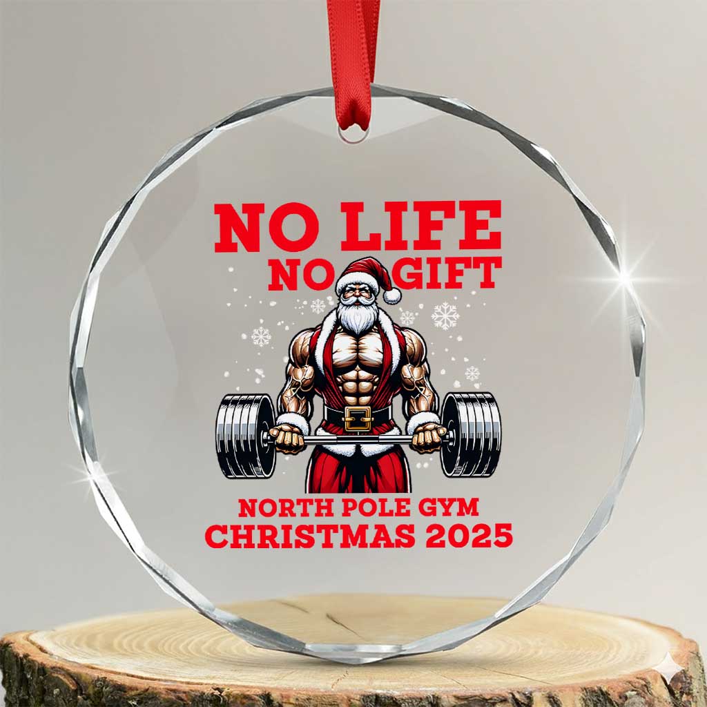 Santa Gym Christmas Crystal Glass Ornament Lifting Swole Santa Ugly Xmas TS14 Transparent Glass 3'' Circle Print Your Wear