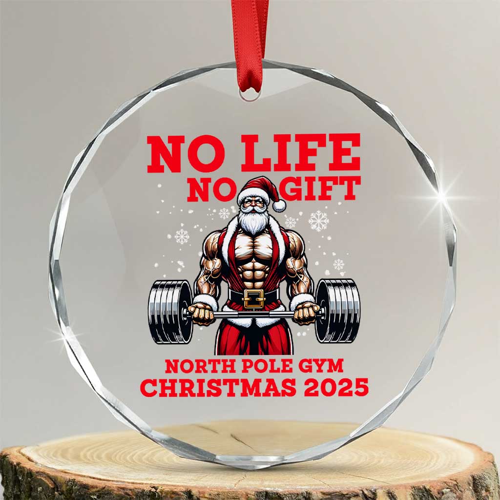 Santa Gym Christmas Crystal Glass Ornament Lifting Swole Santa Ugly Xmas TS14 Transparent Glass 3'' Circle Print Your Wear