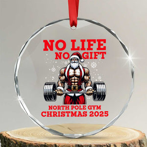 Santa Gym Christmas Crystal Glass Ornament Lifting Swole Santa Ugly Xmas TS14 Transparent Glass 3'' Circle Print Your Wear