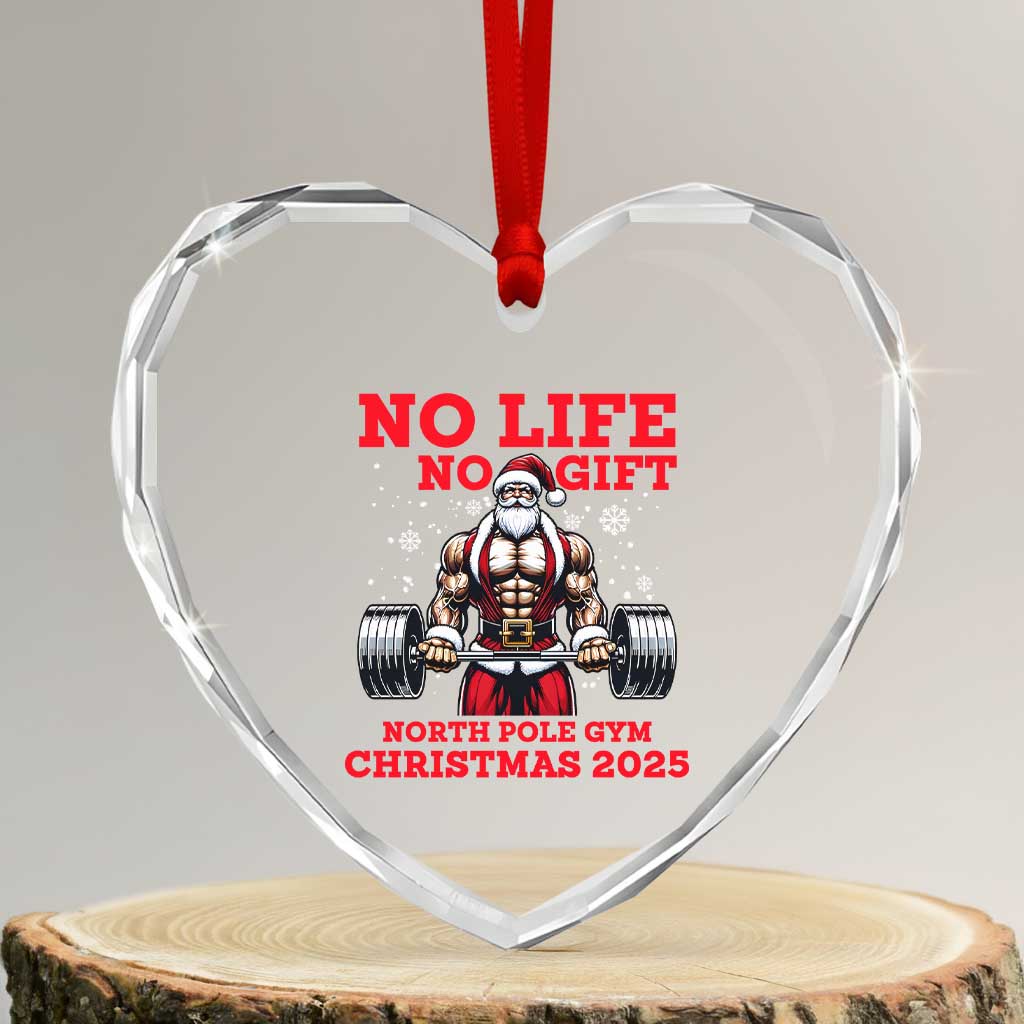 Santa Gym Christmas Heart Crystal Glass Ornament Lifting Swole Santa Ugly Xmas TS14 Transparent Glass 3'' Heart Print Your Wear