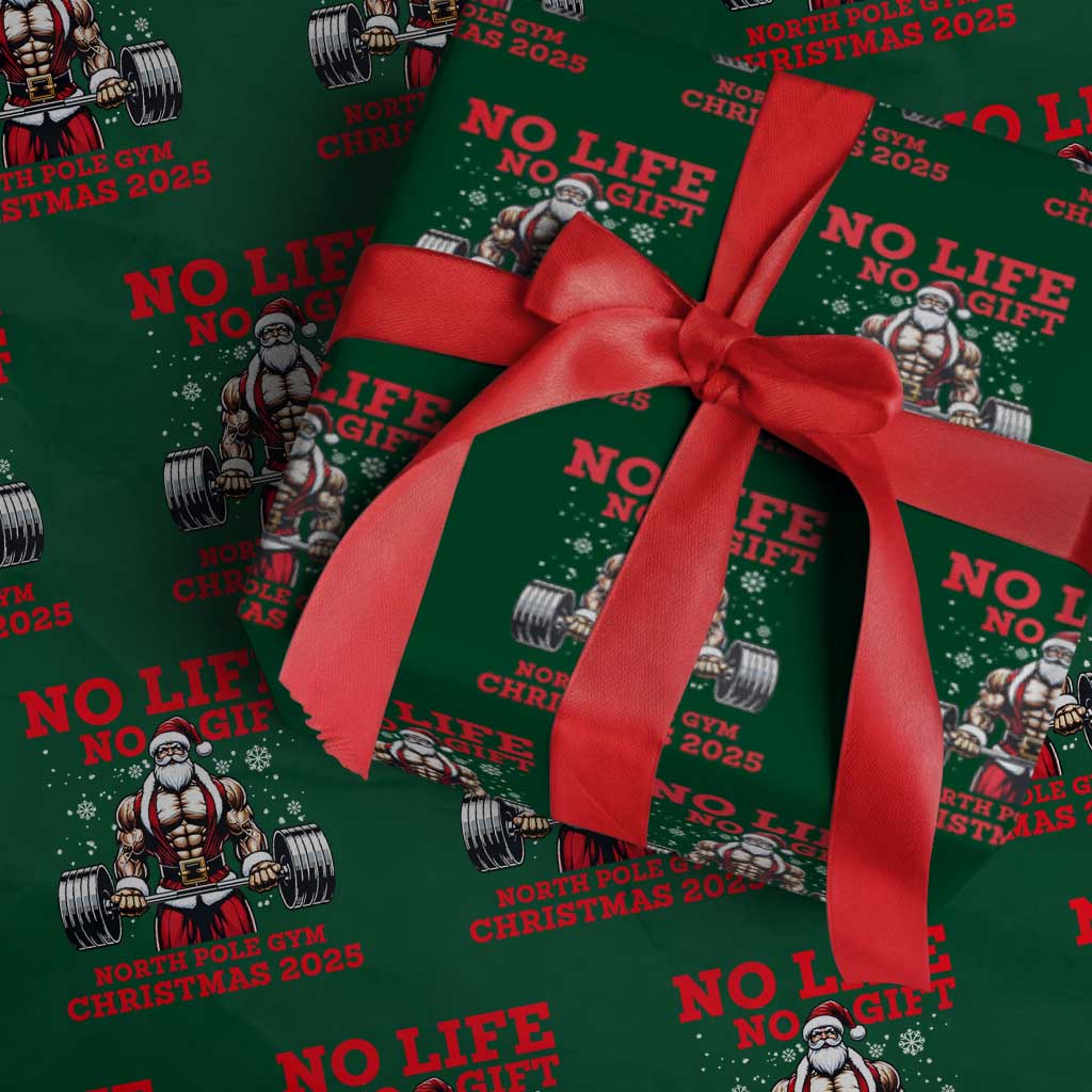 Santa Gym Christmas Wrapping Paper Roll Lifting Swole Santa Ugly Xmas TS14 Green Print Your Wear