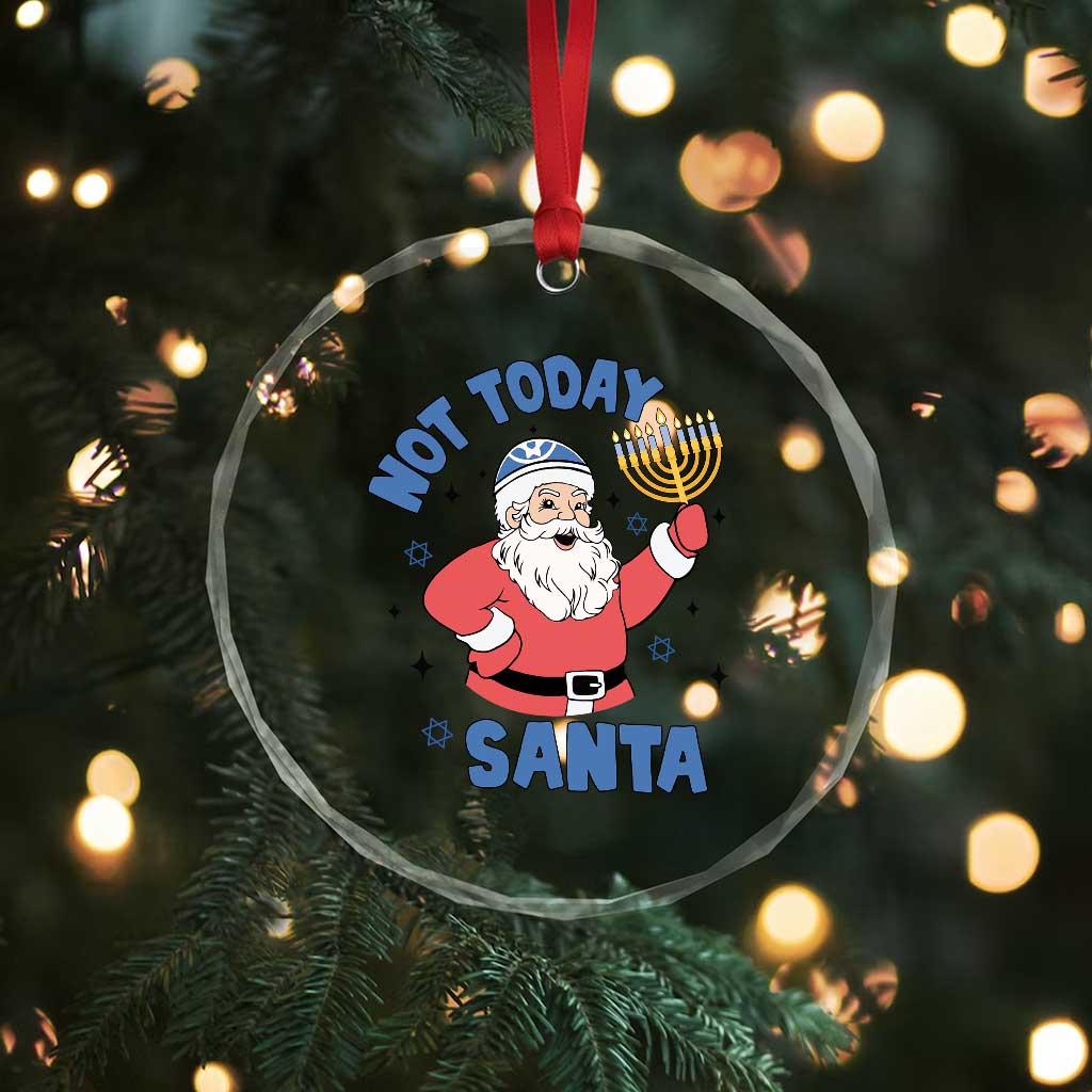 Santa Hanukkah Crystal Glass Ornament Not Today Santa Chanukah Jewish Festival Jew TS02 Print Your Wear