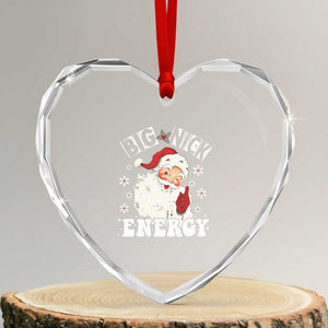 Santa Heart Crystal Glass Ornament Big Nick Energy TS10 Transparent Glass 3'' Heart Print Your Wear