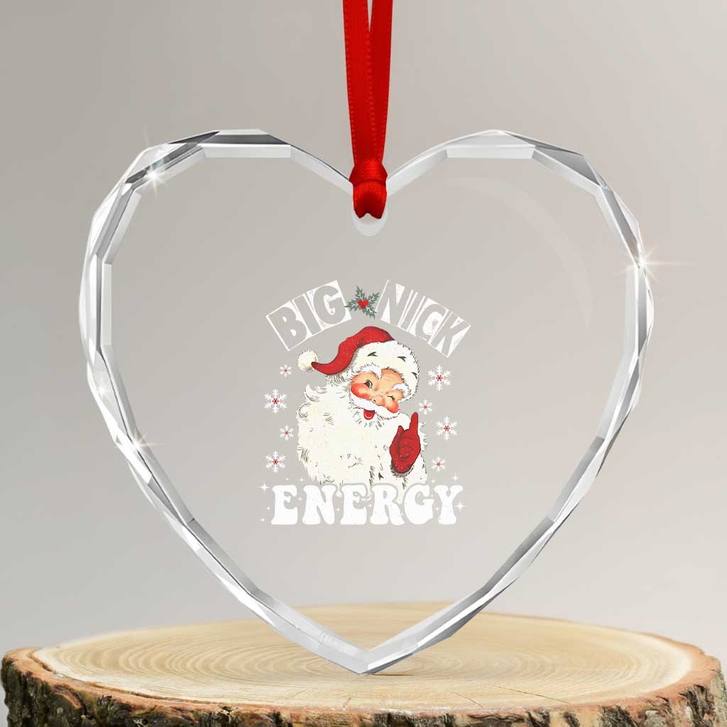 Santa Heart Crystal Glass Ornament Big Nick Energy TS10 Transparent Glass 3'' Heart Print Your Wear