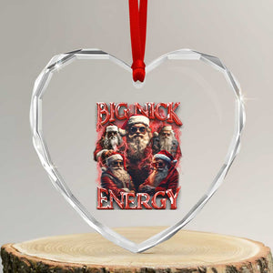 Santa Heart Crystal Glass Ornament Big Nick Energy Bootleg Rap Tee TS10 Transparent Glass 3'' Heart Print Your Wear