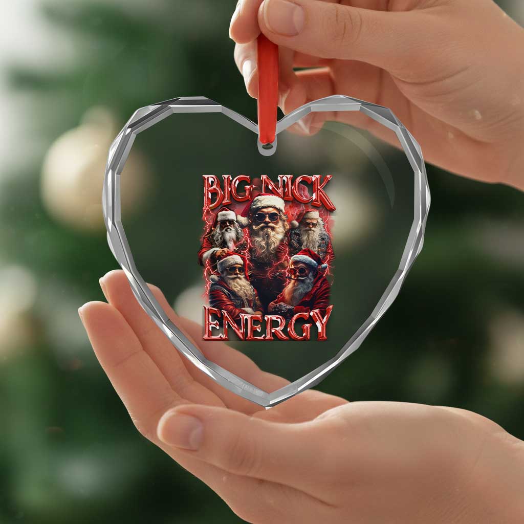 Santa Heart Crystal Glass Ornament Big Nick Energy Bootleg Rap Tee TS10 Print Your Wear