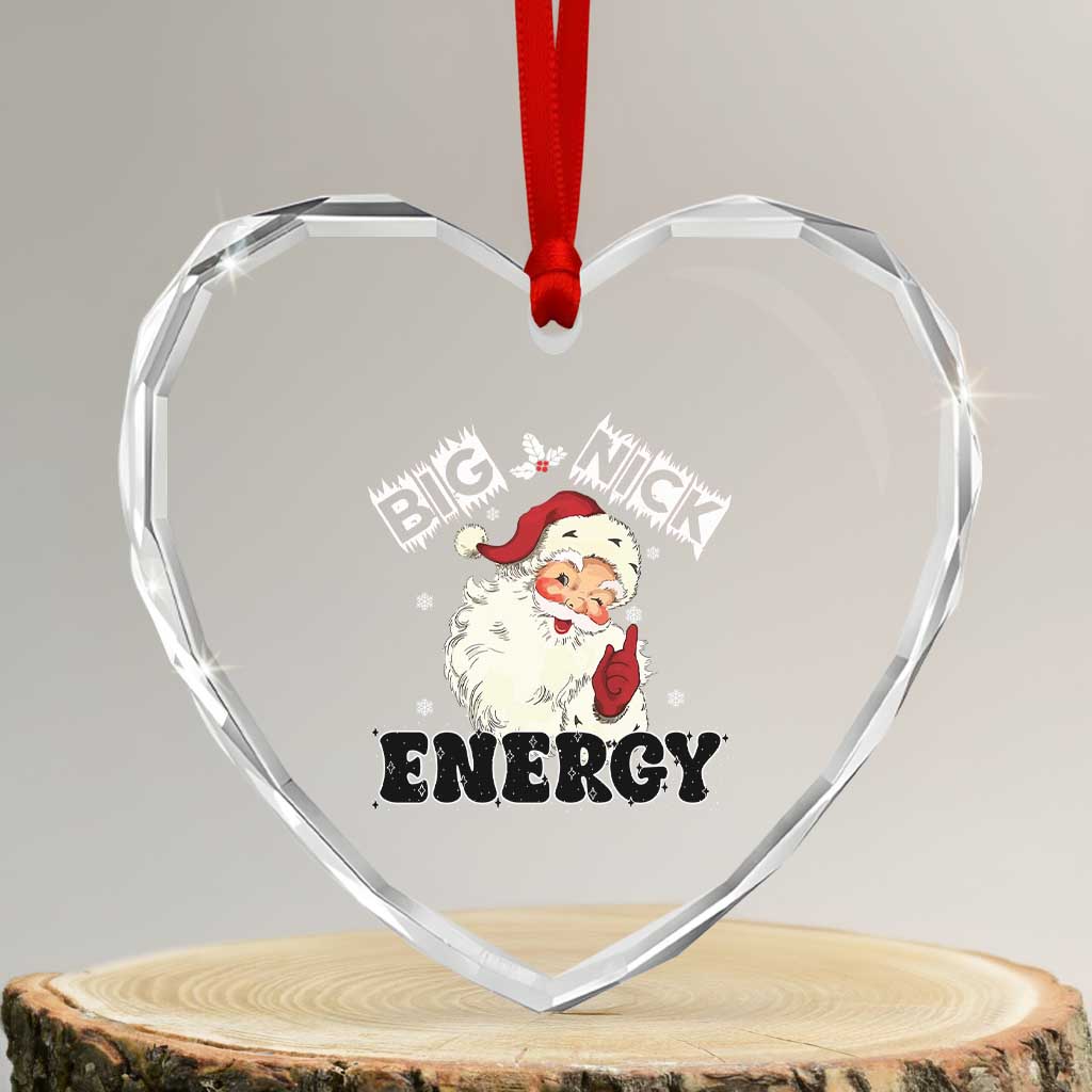 Santa Heart Crystal Glass Ornament Big Nick Energy Vintage Holiday TS10 Transparent Glass 3'' Heart Print Your Wear