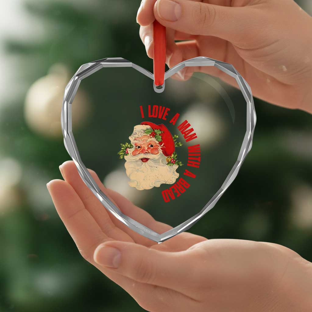 Santa Heart Crystal Glass Ornament Fun Retro I Love A Man With A Beard TS10 Print Your Wear