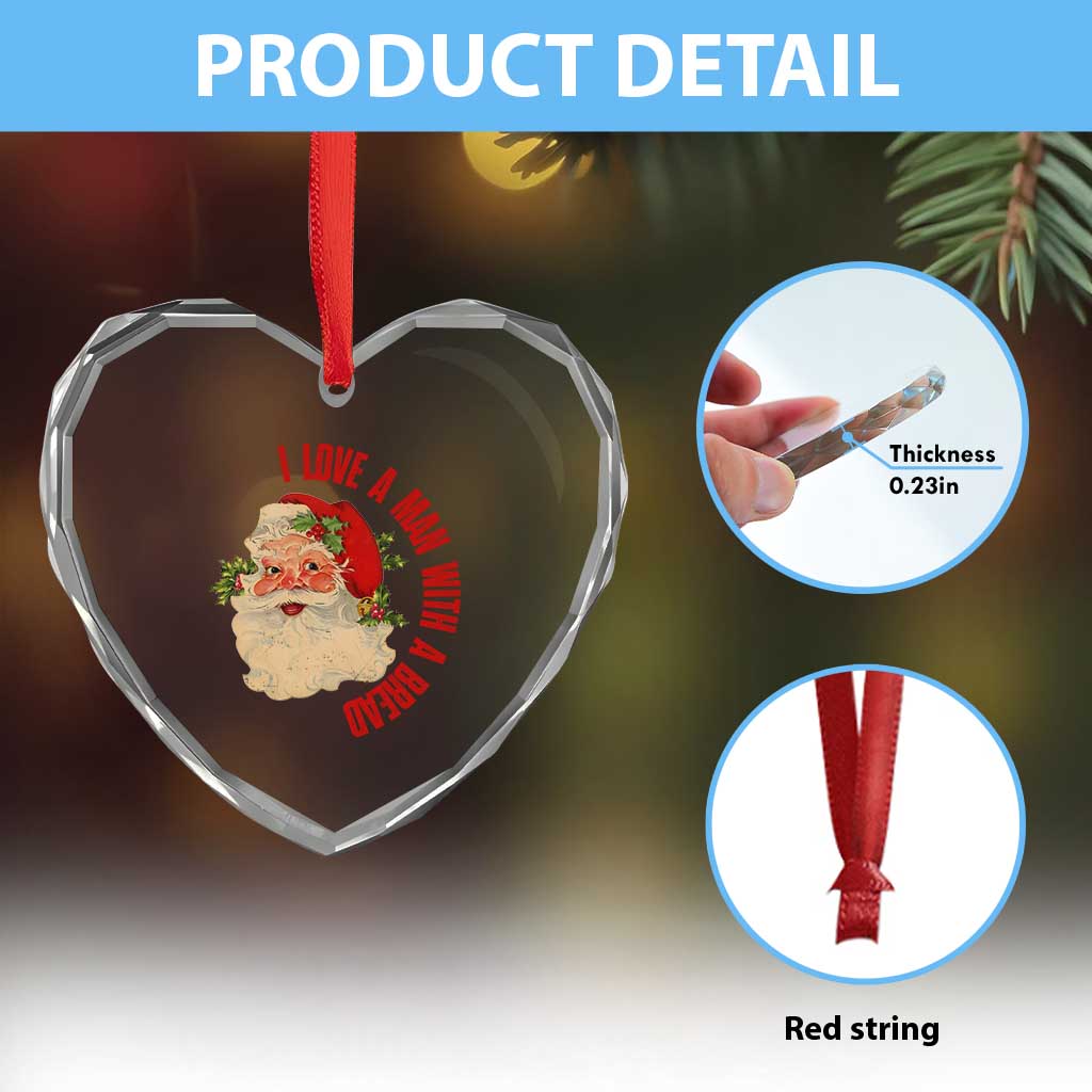 Santa Heart Crystal Glass Ornament Fun Retro I Love A Man With A Beard TS10 Print Your Wear